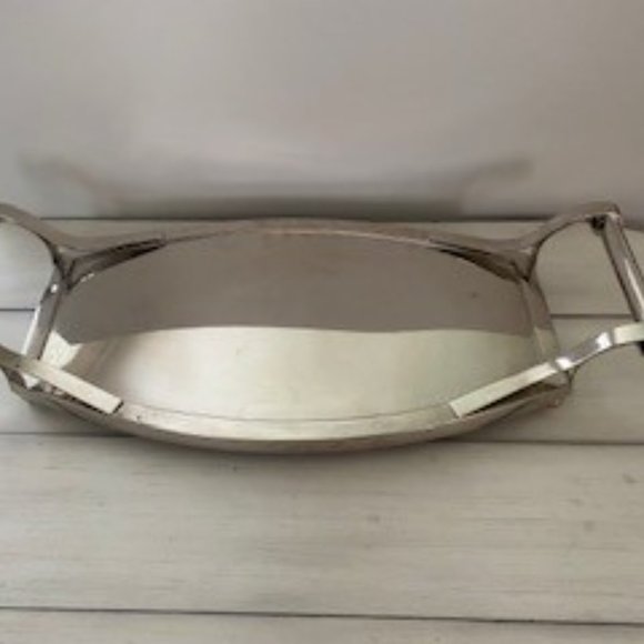 Global Views	Silver oval footed drink platter with handles - Picture 3 of 3